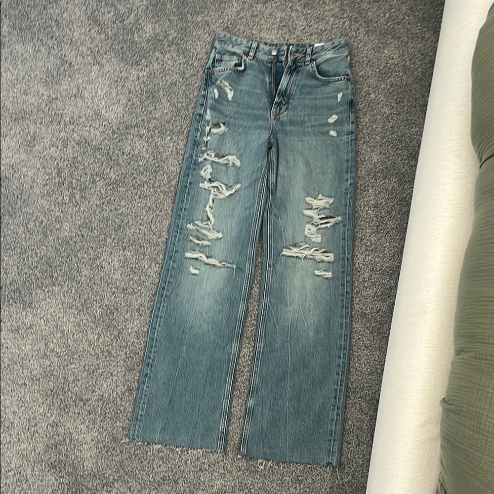 Zara Blue Straight Leg Jeans Classic Denim